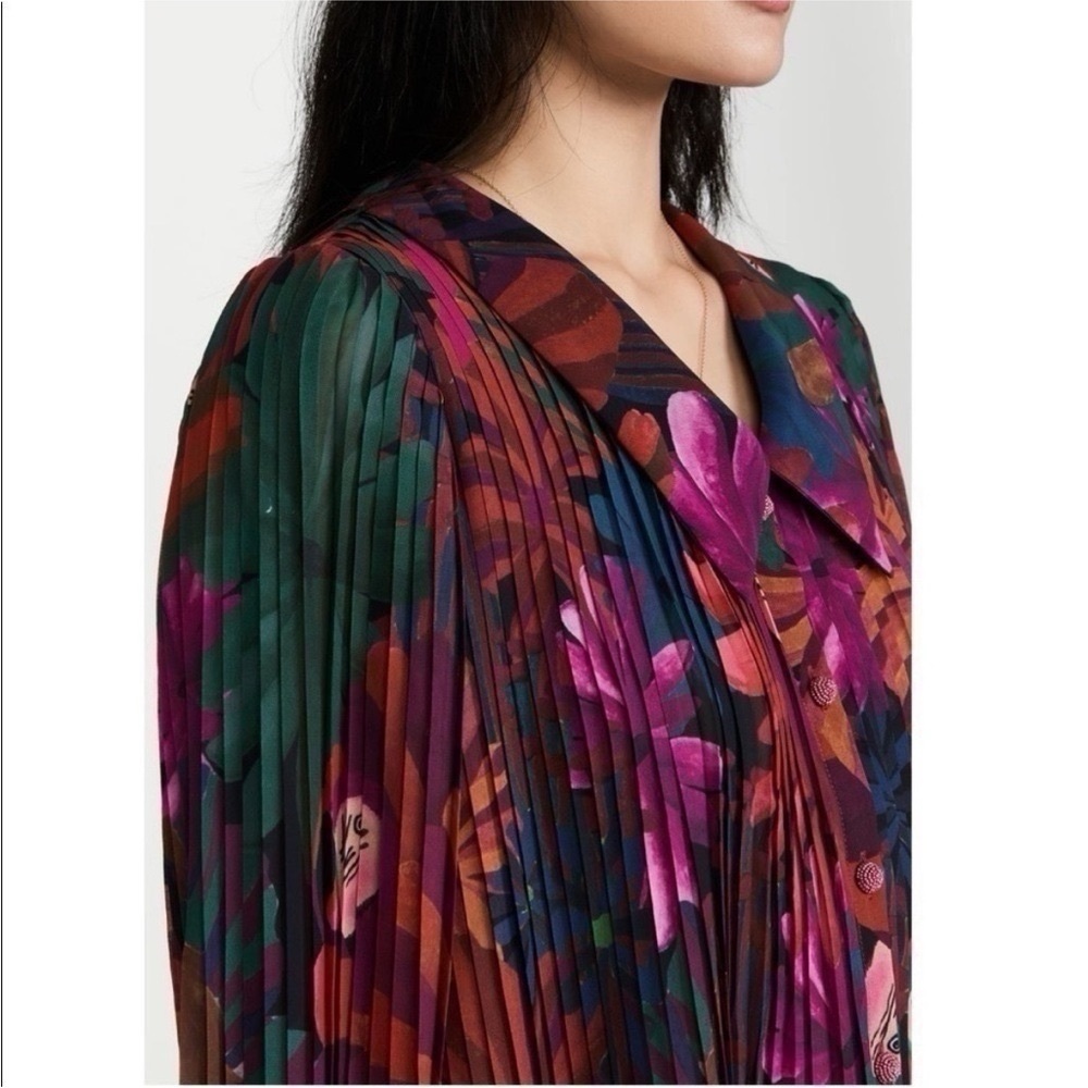 NEW Farm Rio Women’s Bird Flowers Pleated Shirt Multicolor - Picture 7 of 13